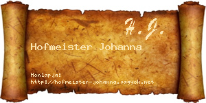 Hofmeister Johanna névjegykártya